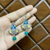 Floral Enamel & Turquoise Dangle Earrings